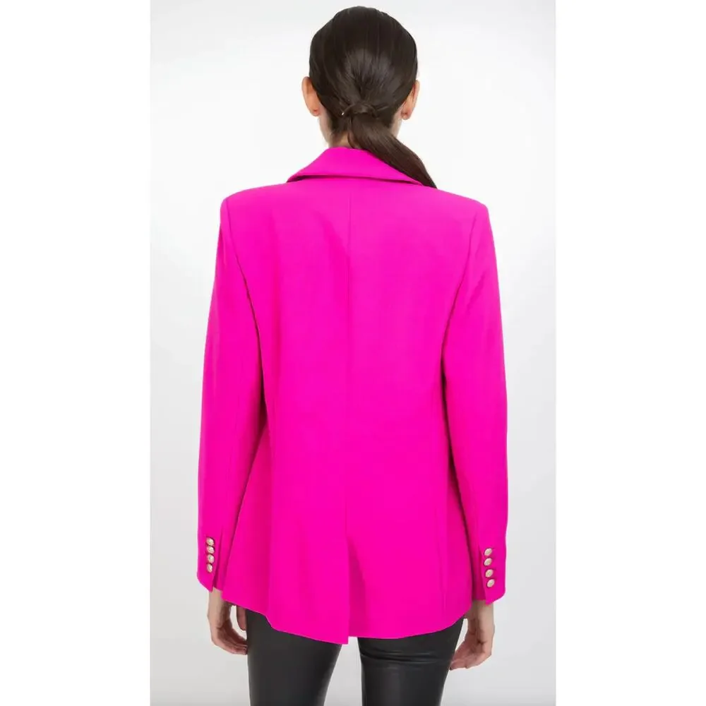 GENERATION LOVE Leighton Crepe Double Breast Blazer Hot Pink Magenta Sz S {KK1} - Picture 4 of 8